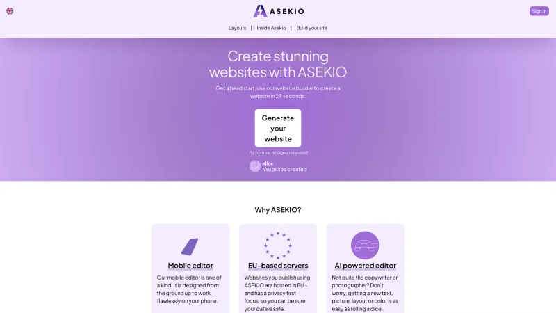 Homepage of asekio