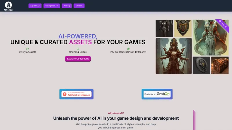 Homepage of assetsai