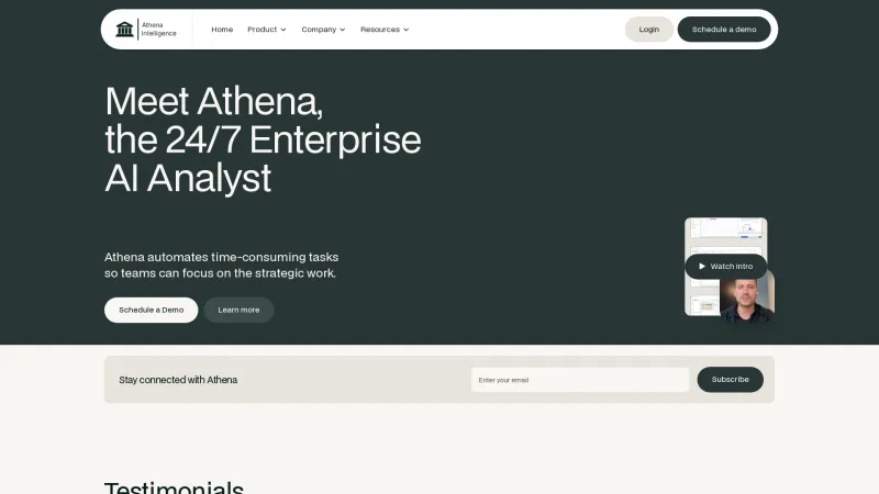 Homepage of athenaintelligence