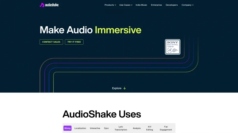 Homepage of audioshake