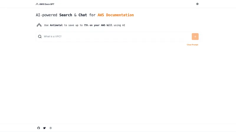 Homepage of awsdocsgpt