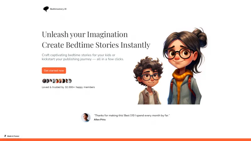 Homepage of bedtimestory