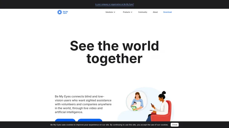 Homepage of bemyeyes