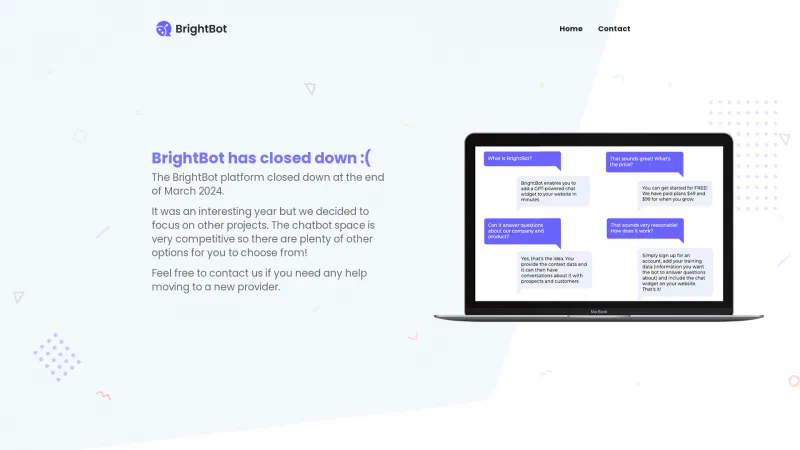 Homepage of brightbot