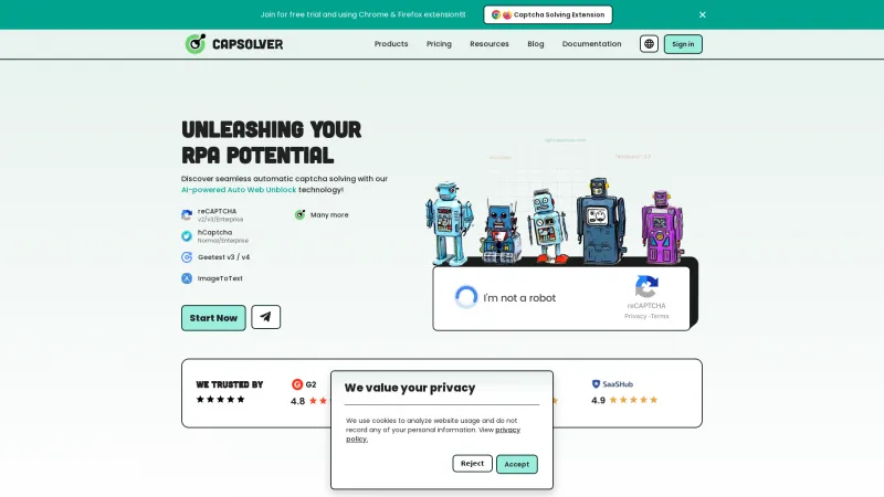 Homepage of capsolver