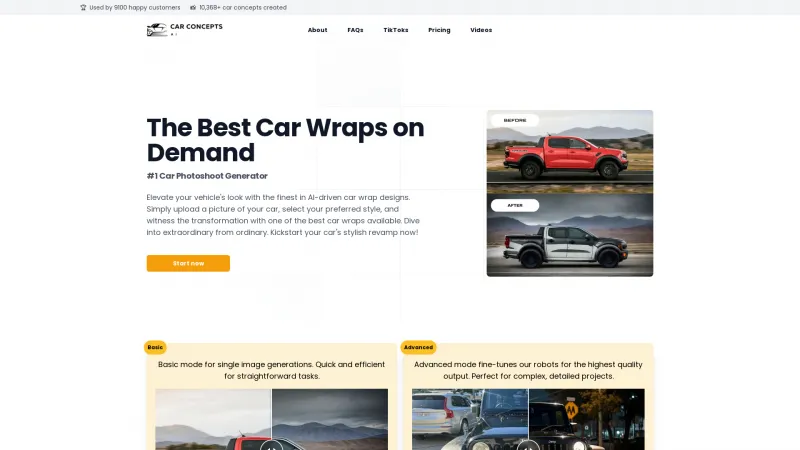 Homepage of carconceptsai