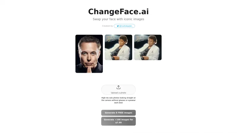 Homepage of changeface