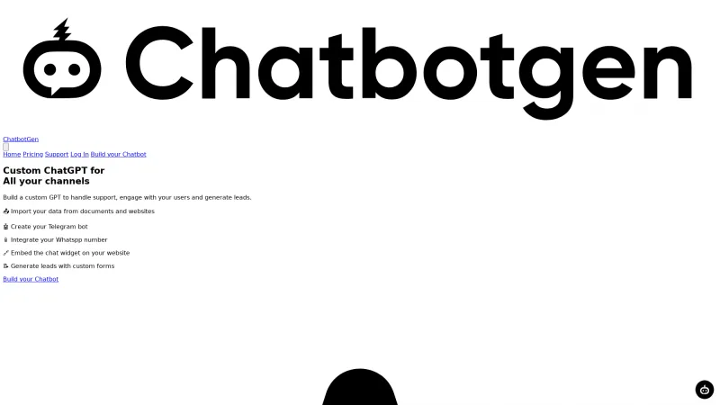 Homepage of chatbotgen