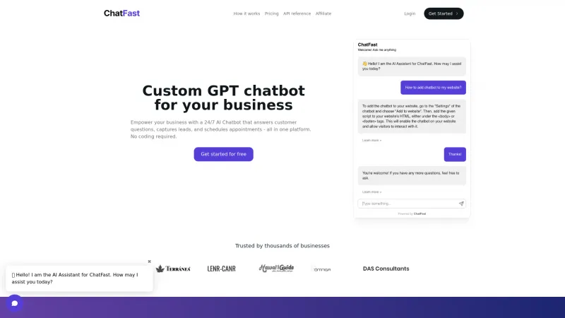 Homepage of chatfast