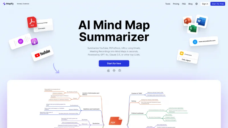 Homepage of chatmind