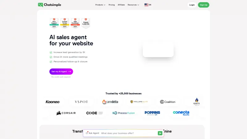 Homepage of chatsimple