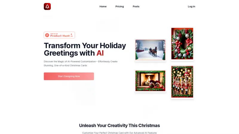 Homepage of christmascardfactory