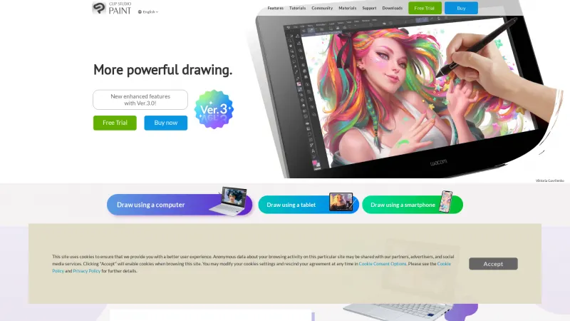 Homepage of clipstudio