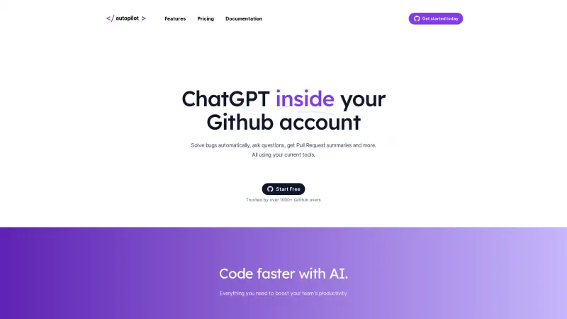 Homepage of codeautopilot