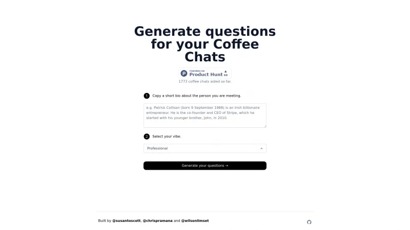 Homepage of coffeechatai