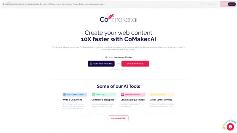 Homepage of comaker