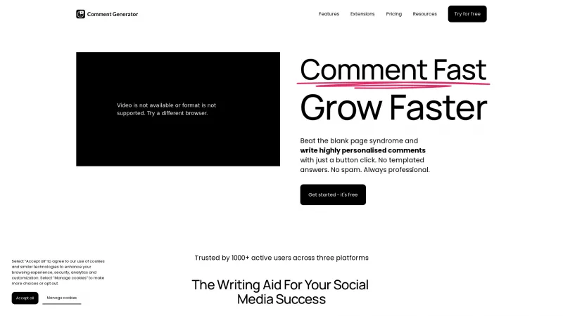 Homepage of comment-generator