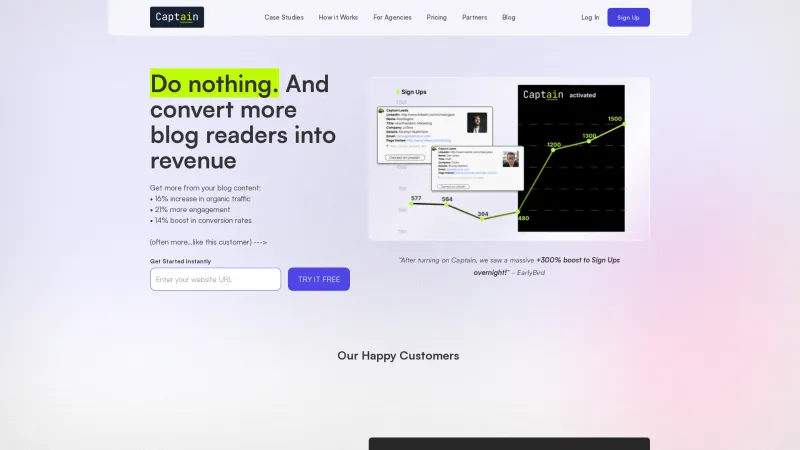 Homepage of contentcaptain