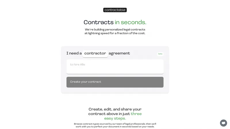 Homepage of contractable