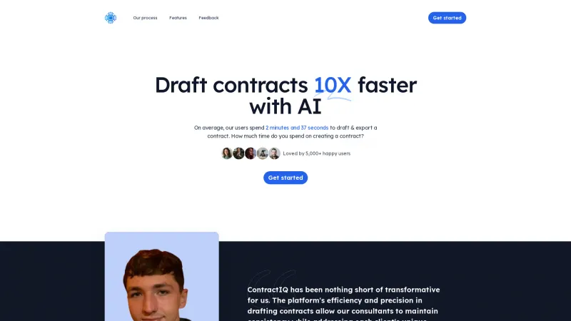 Homepage of contractiq