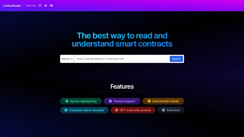 Homepage of contractreader