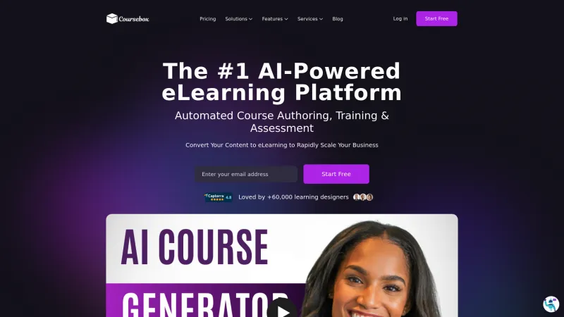 Homepage of coursebox