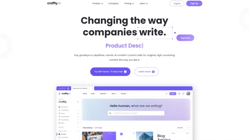 Homepage of craftly