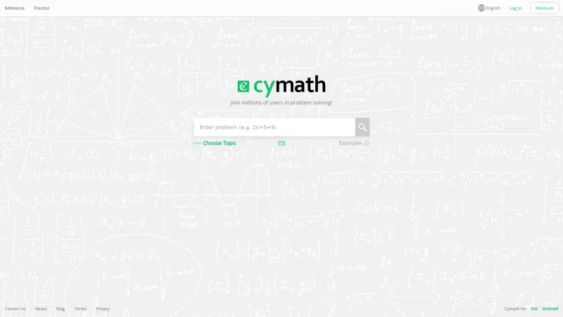 Homepage of cymath