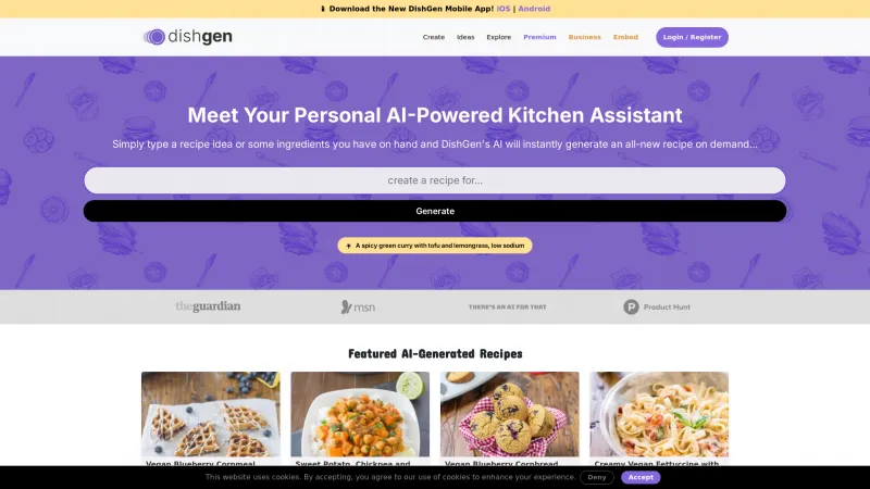 Homepage of dishgen