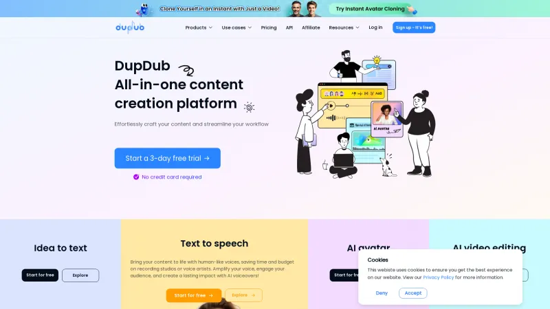 Homepage of dupdub