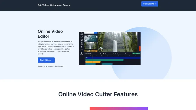 Homepage of edit-videos-online