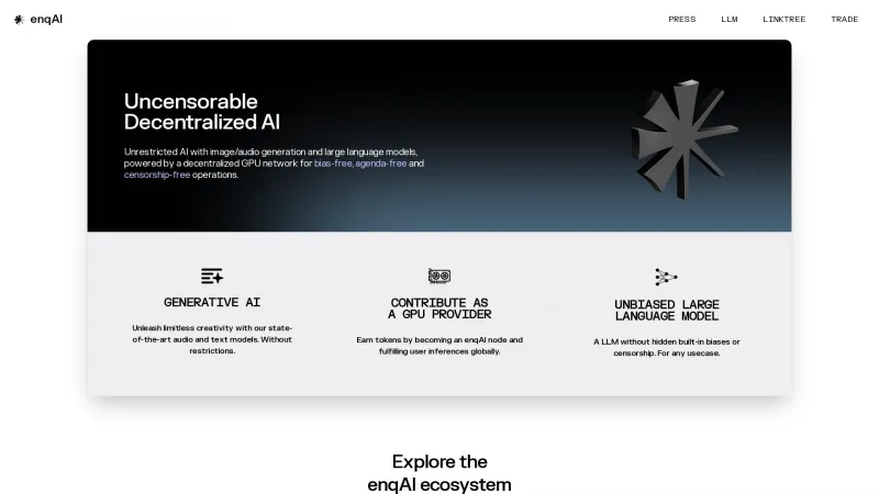 Homepage of enqai