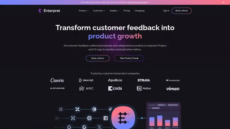 Homepage of enterpret