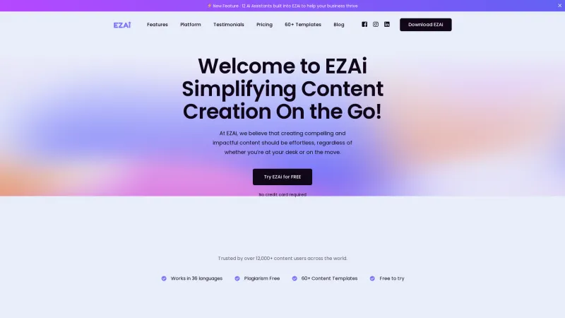 Homepage of ezai