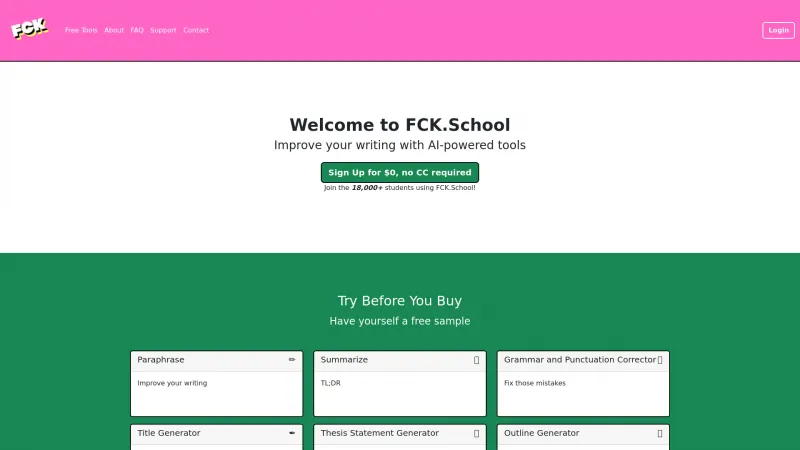 Homepage of fck