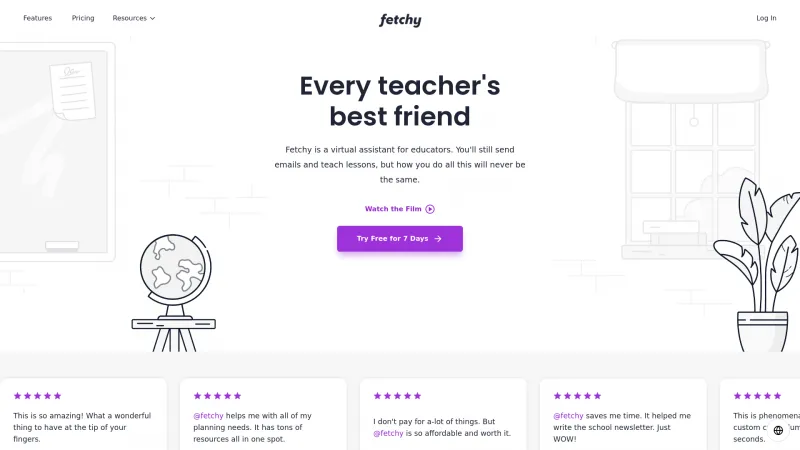 Homepage of fetchy