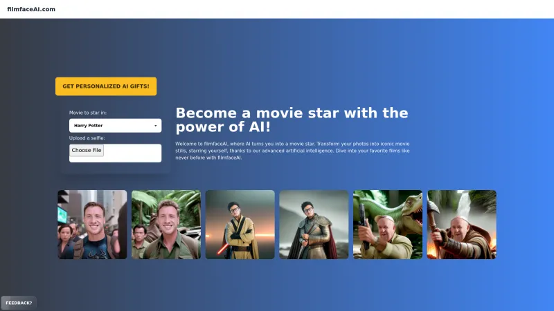 Homepage of filmfaceai