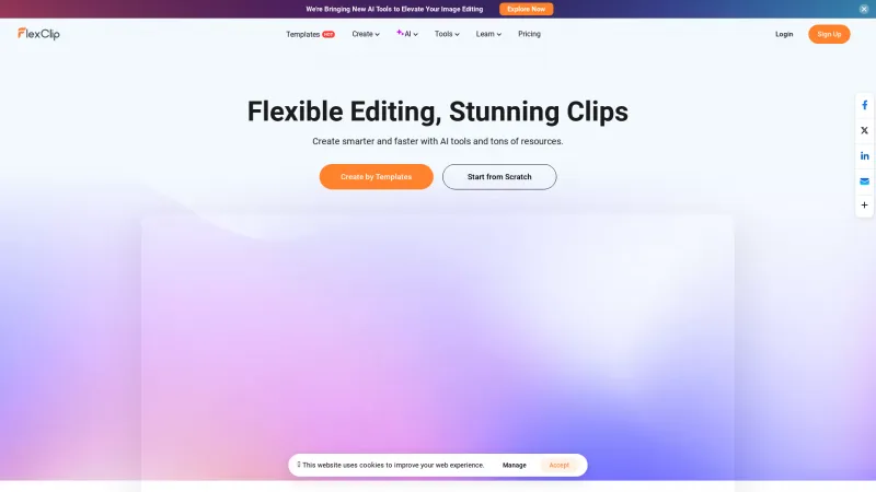 Homepage of flexclip