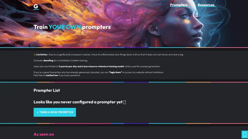 Homepage of g-prompter