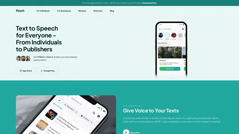 Homepage of getpeech