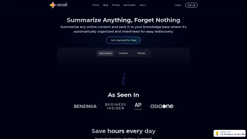 Homepage of getrecall