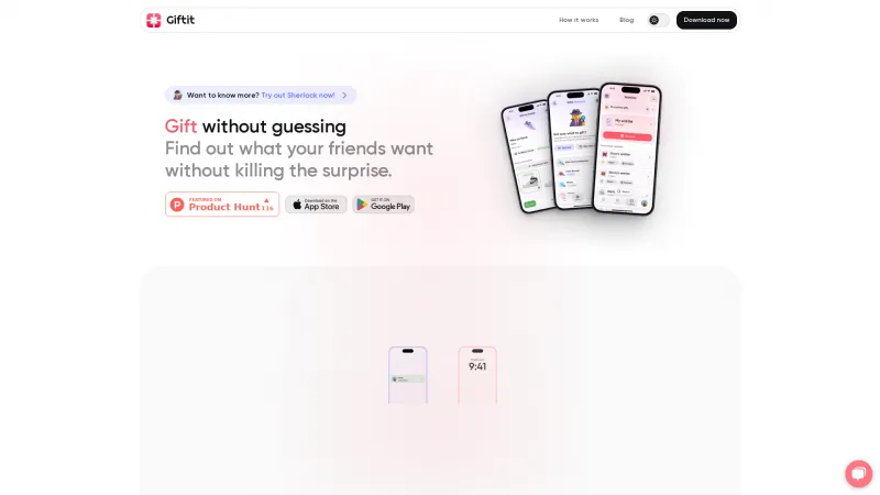 Homepage of giftit