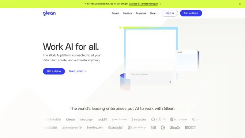 Homepage of glean