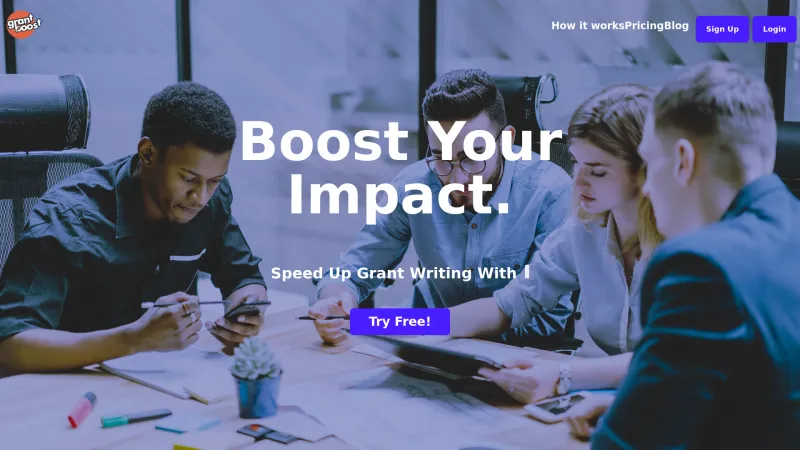 Homepage of grantboost