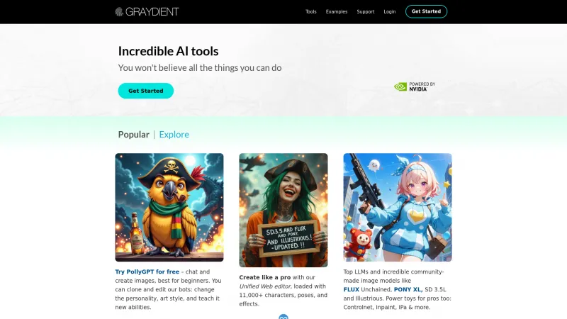 Homepage of graydient