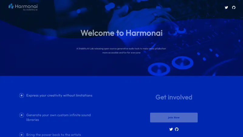 Homepage of harmonai