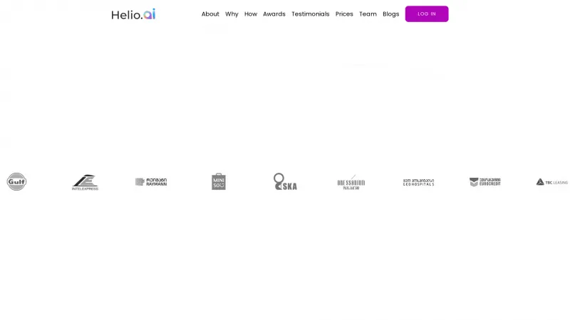 Homepage of helio-ai