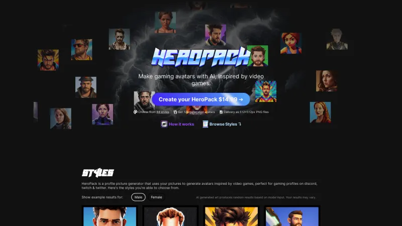 Homepage of heropack