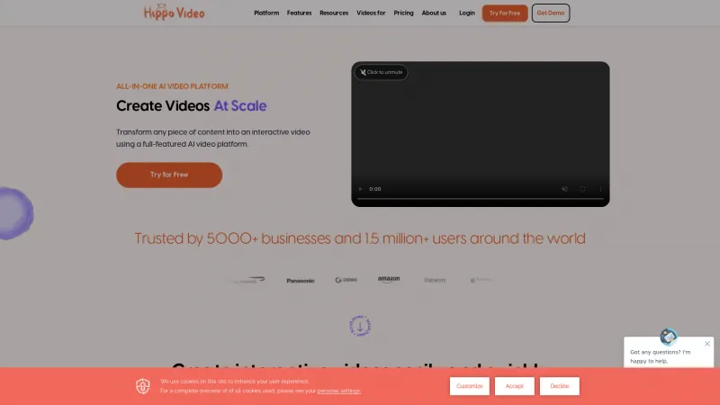 Homepage of hippovideo