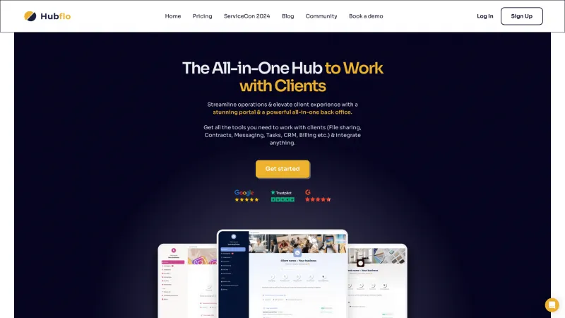 Homepage of hubflo